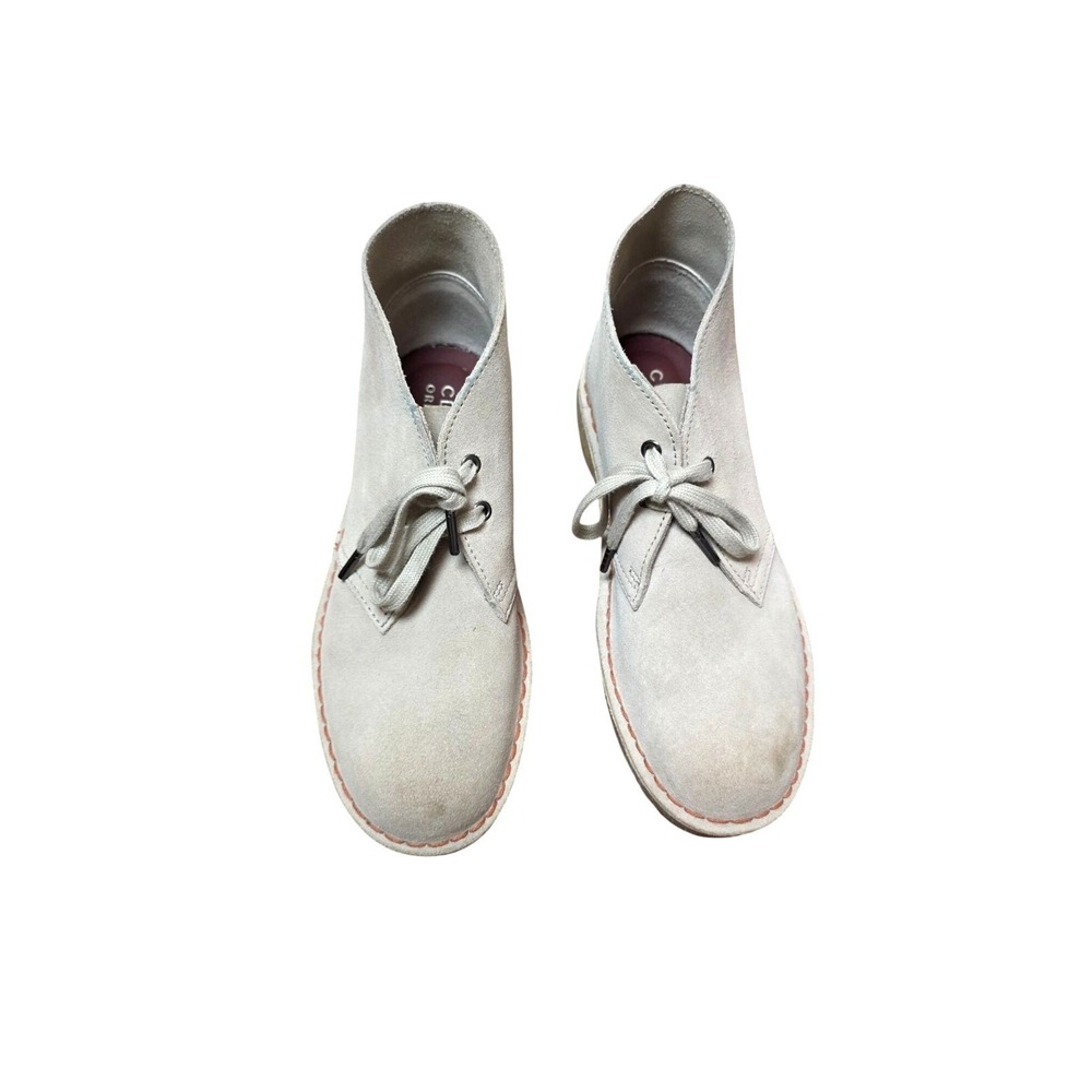 Clarks Original Women's Chunky Desert Boots Beige Suede Crepe Sole - Size 8.5